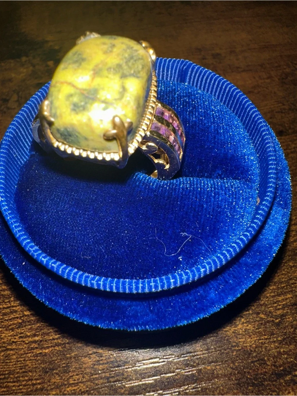 Vermeil Yellow Gold Sterling Tasmanian Stichtite sz 9